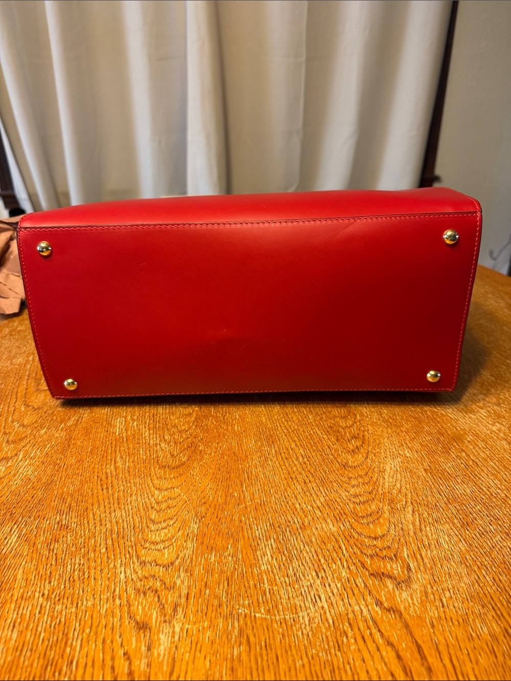 Vittoria Napoli Structured Red Leather Satchel with Tassel Accent and crossbody - Picture 7 of 10
